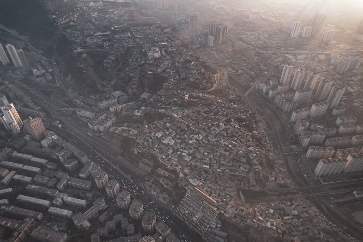 Aerial view of a megacity landfill
