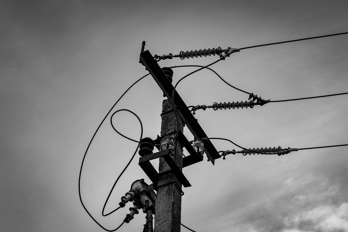 Electrical power lines during a storm