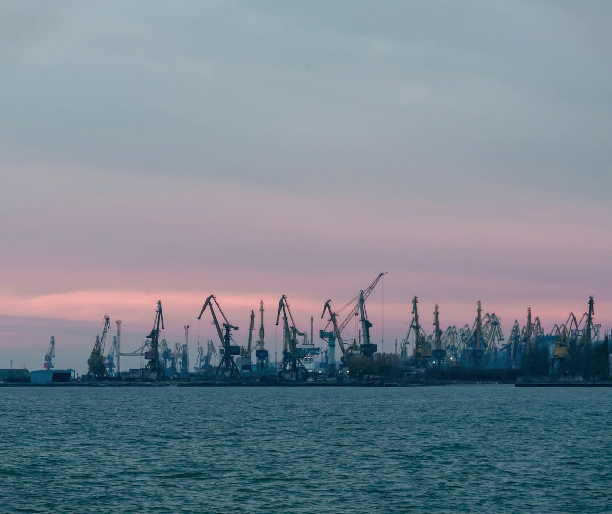 Cargo ships at a European port