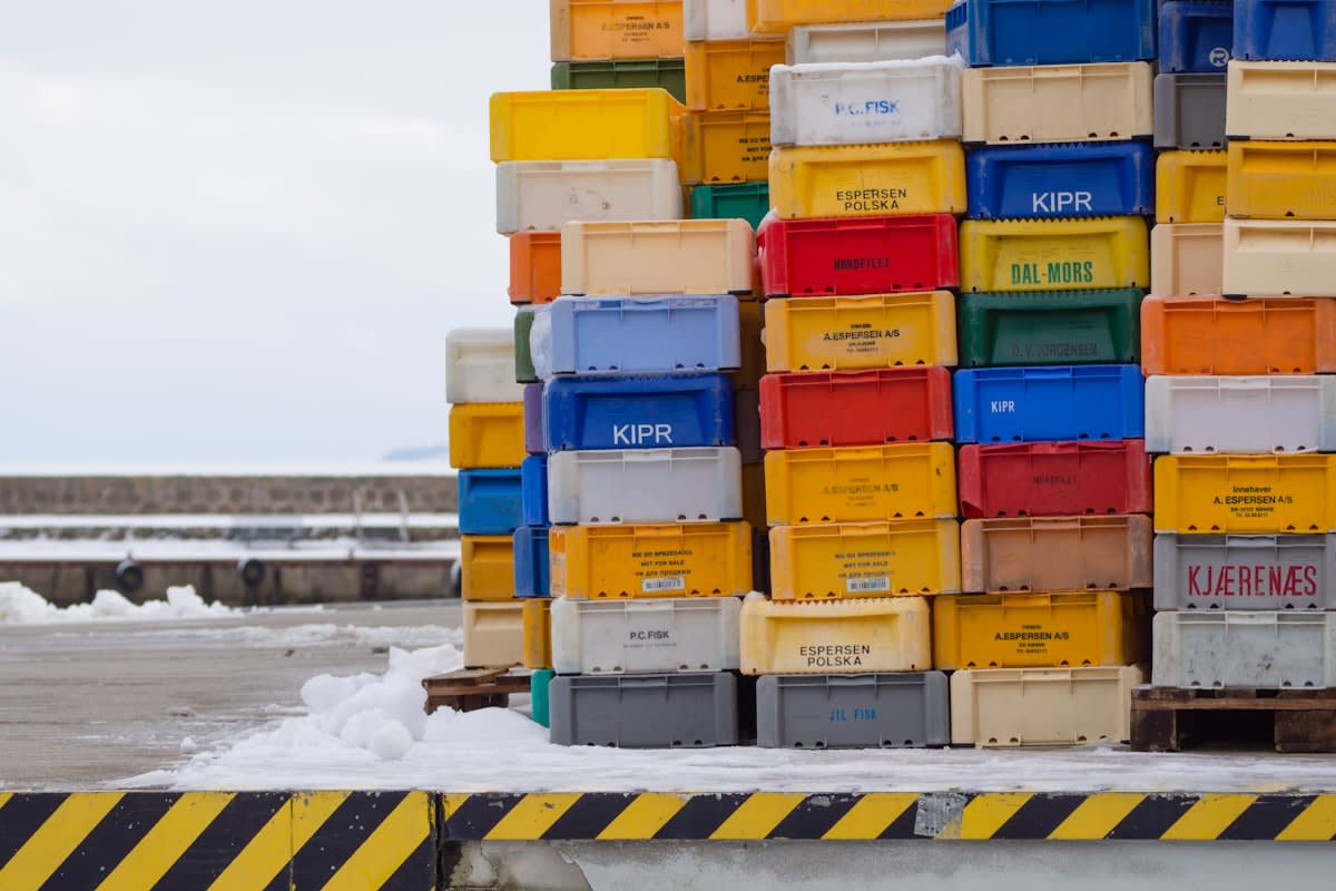 Industrial warehouse automation robots in cold storage