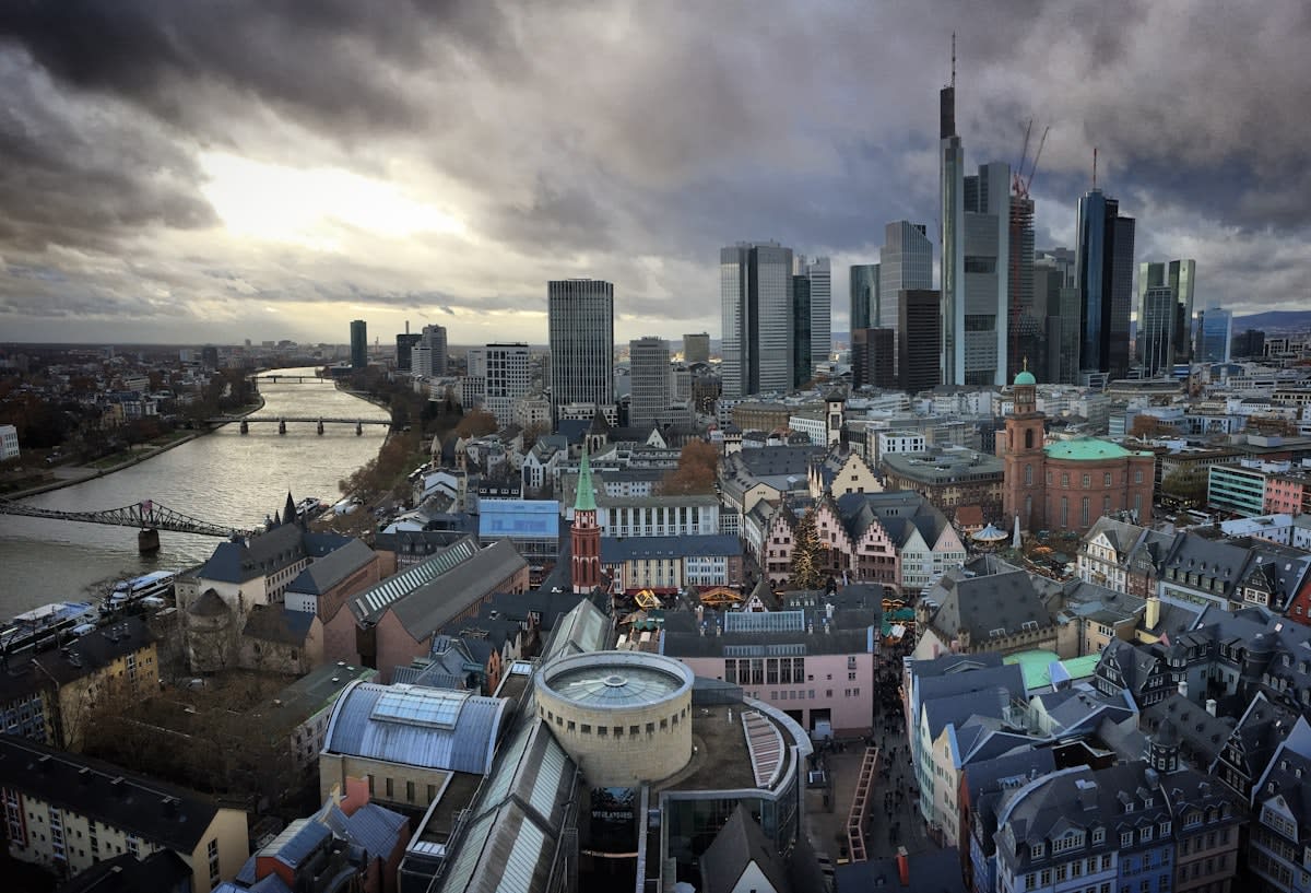 Modern financial district skyline