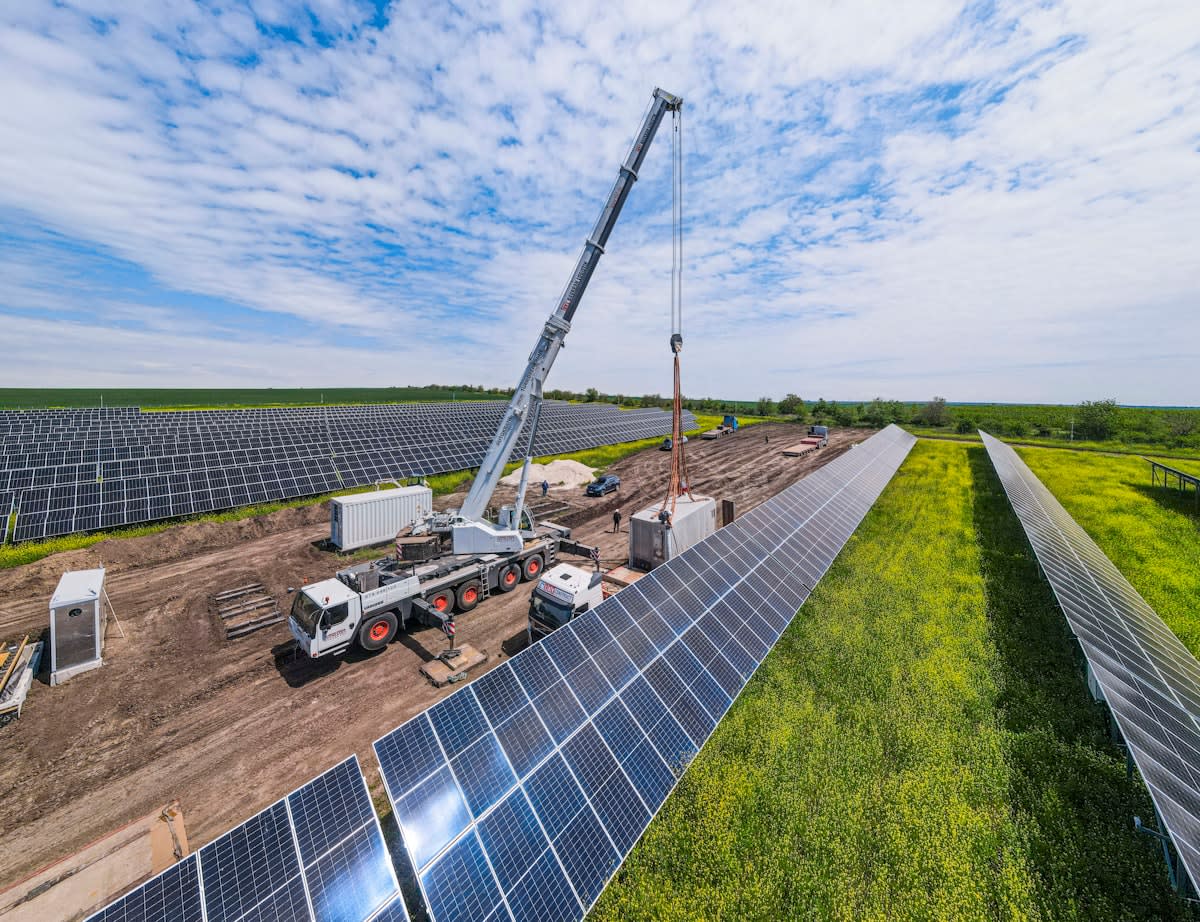 autonomous construction robot on solar farm