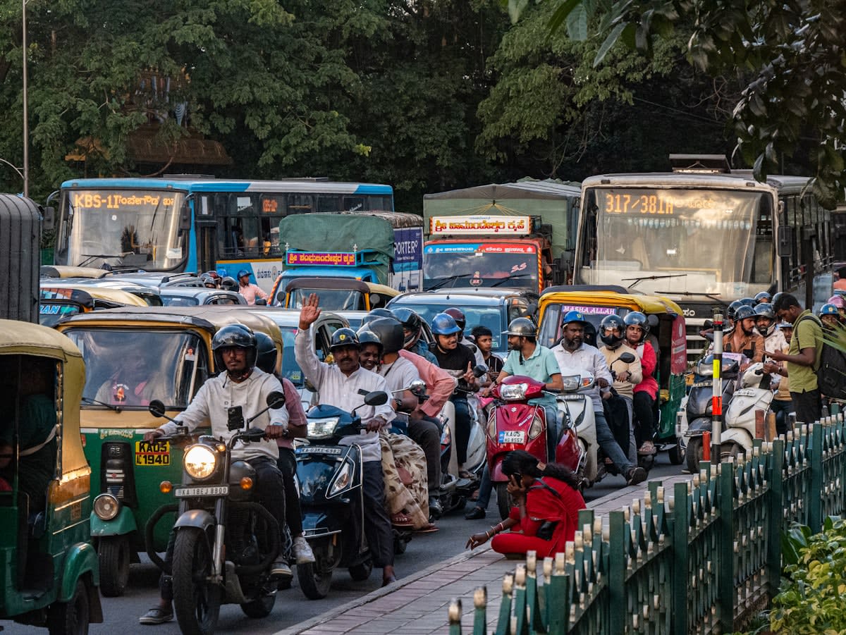 Crowded street protest in India