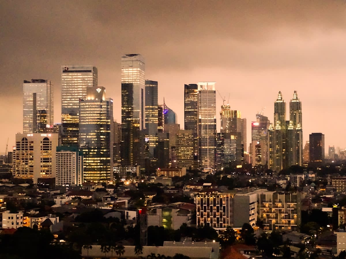 Jakarta city skyline at dusk