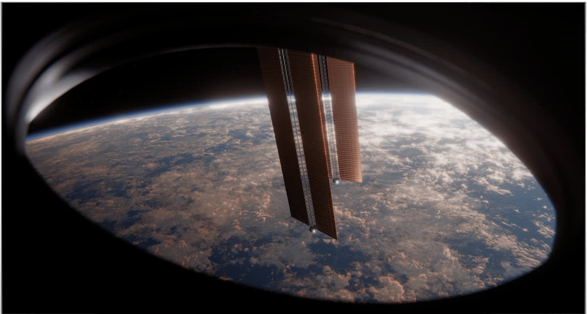 Orbital space station and earth