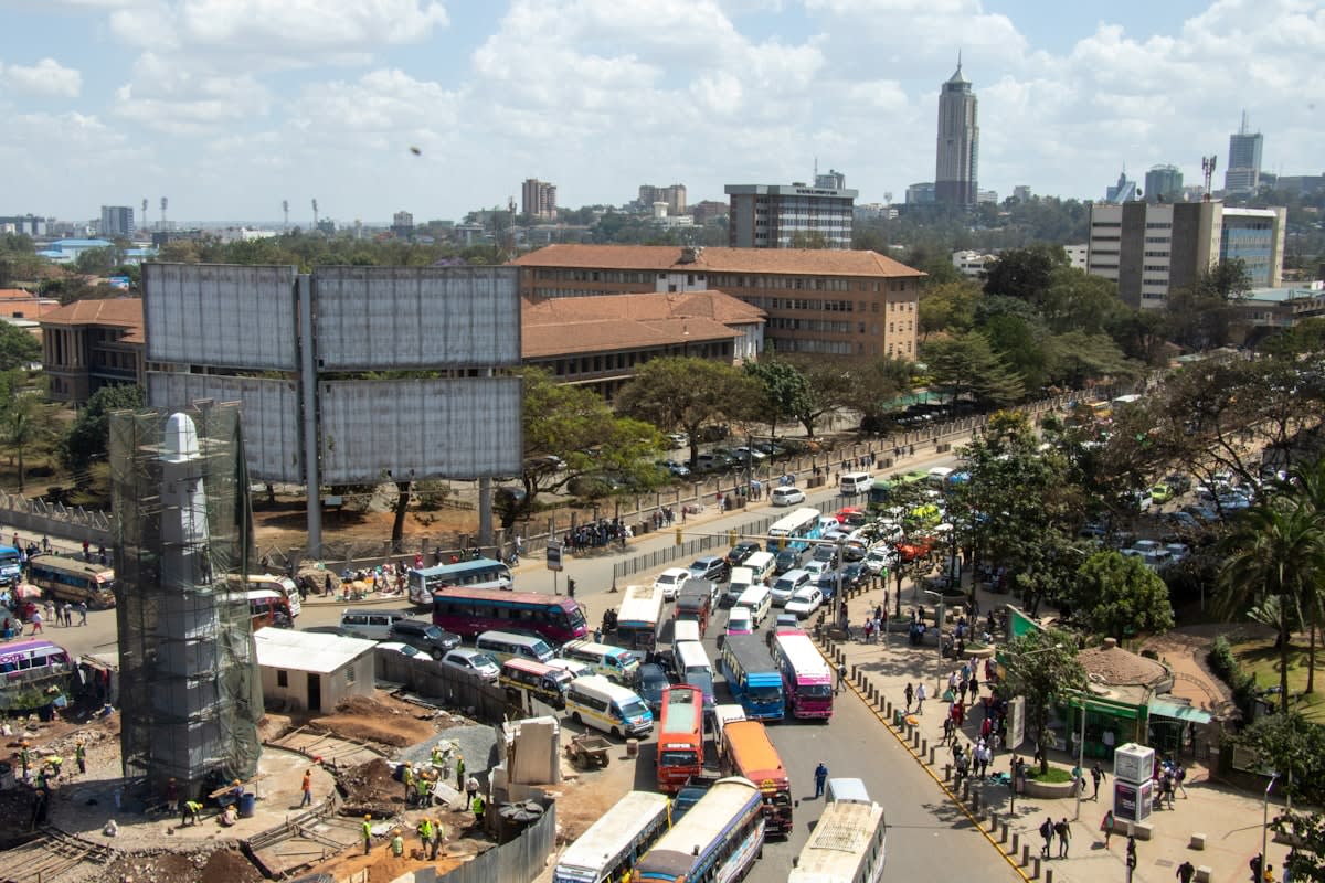 Aerial view of Nairobi city infrastructure