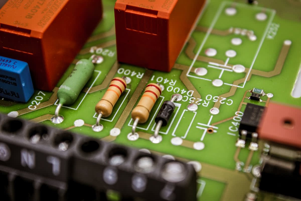 Close up of electrical circuitry