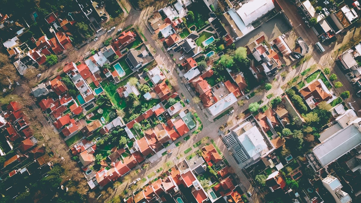 Aerial view of urban water scarcity