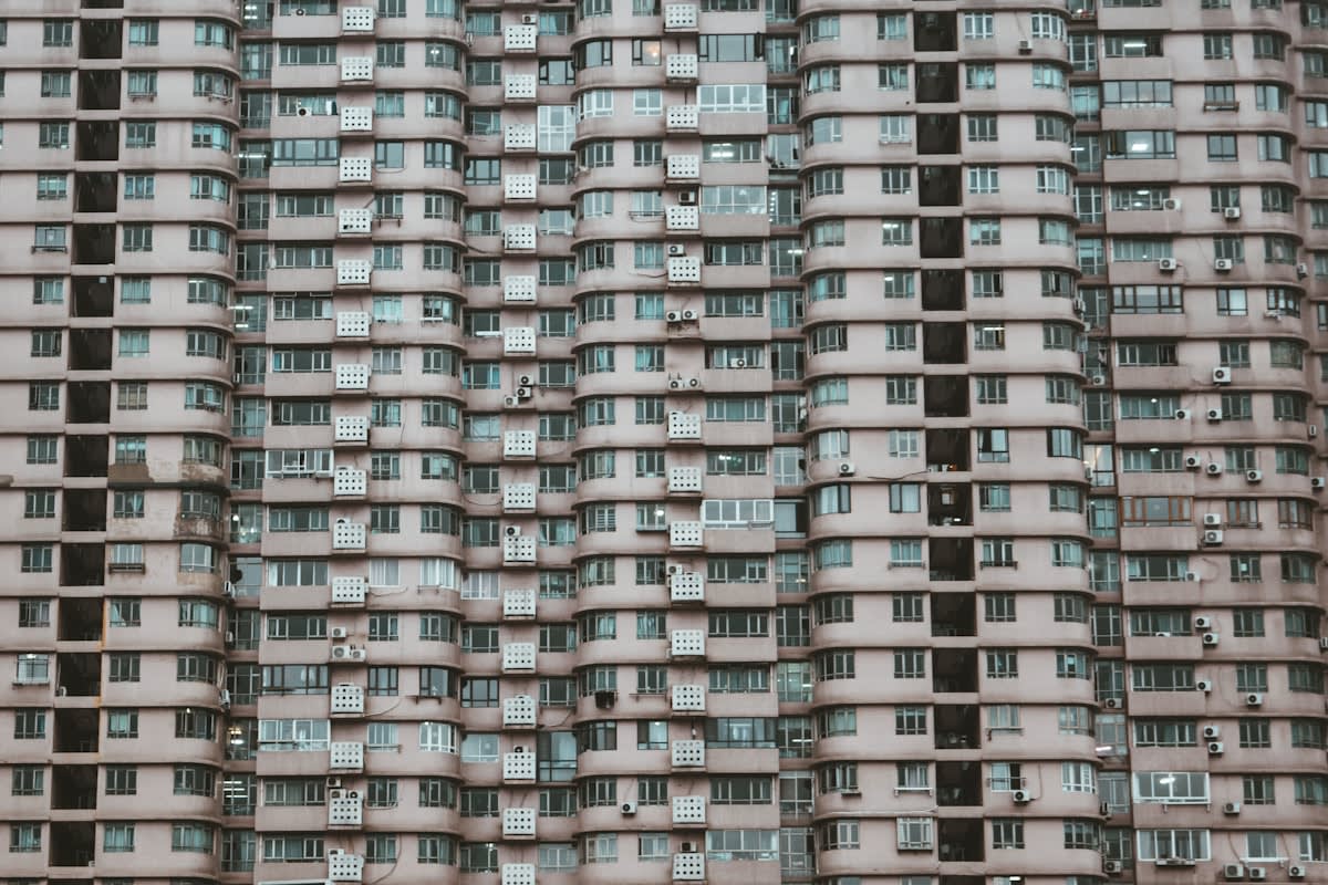 High rise apartment towers in a modern city