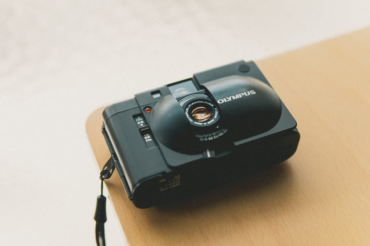 vintage disposable camera on a table
