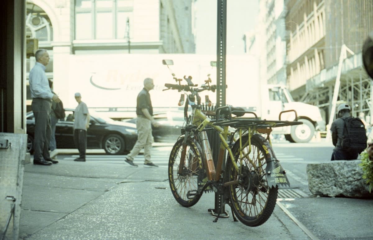Modern compact electric vehicle in a city setting