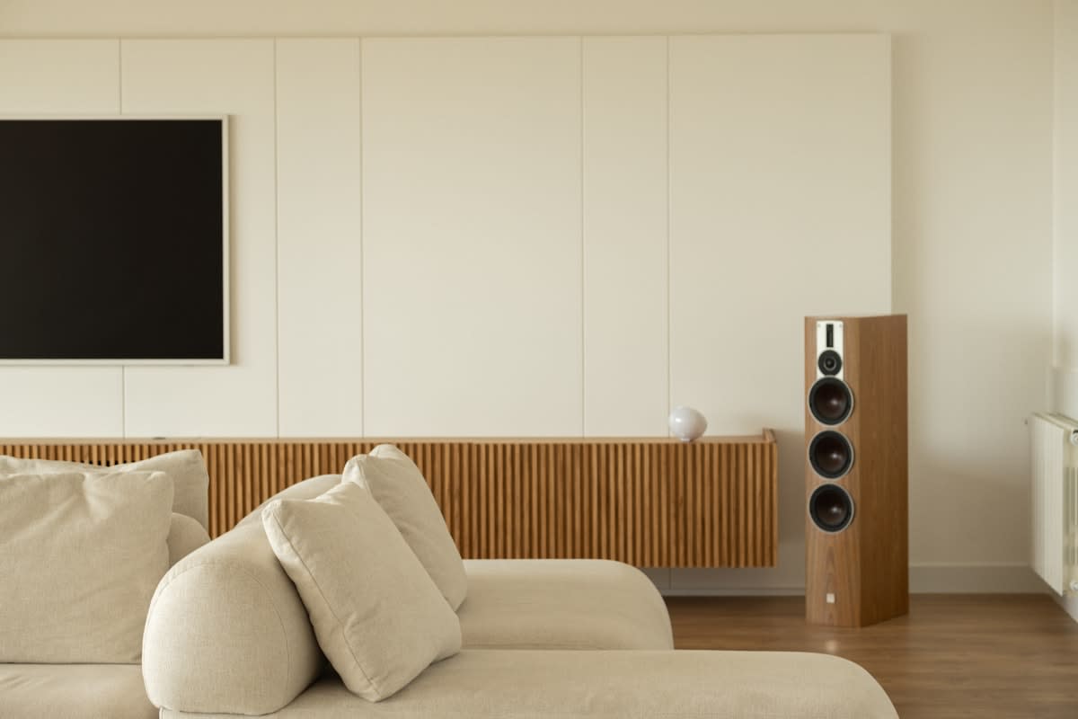 High-end audio equipment in a minimalist room