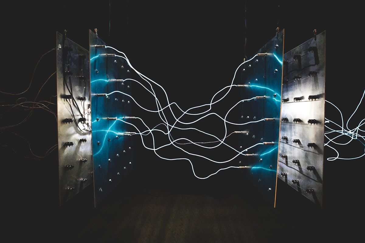 Circuit board with glowing connections