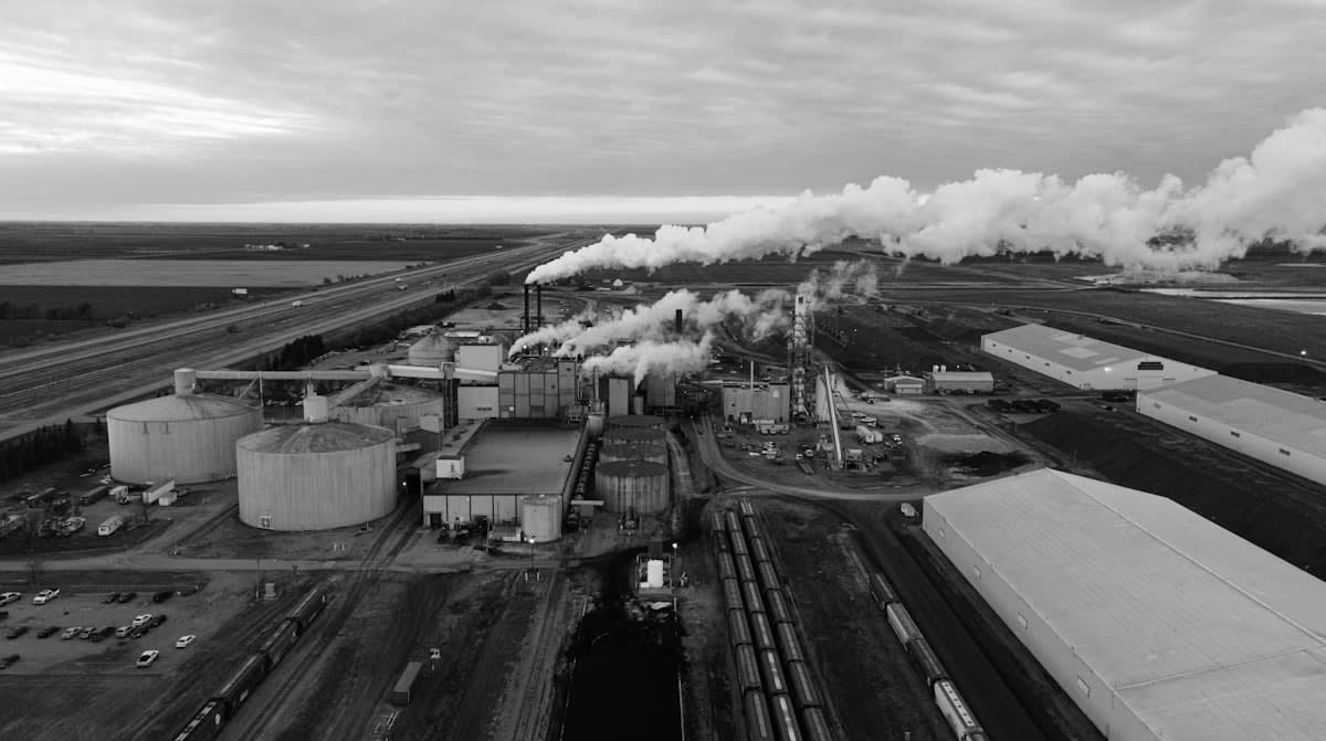 Aerial view of an industrial processing plant