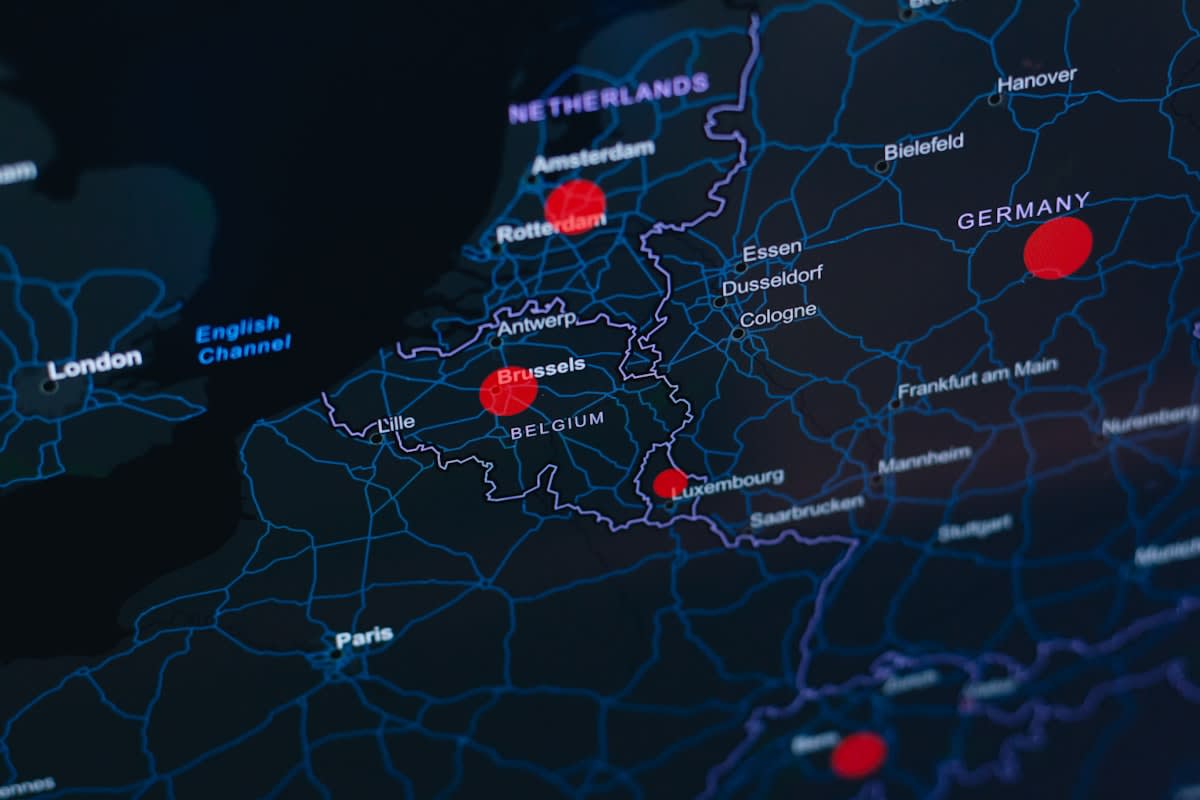 modern digital workspace with global connectivity maps