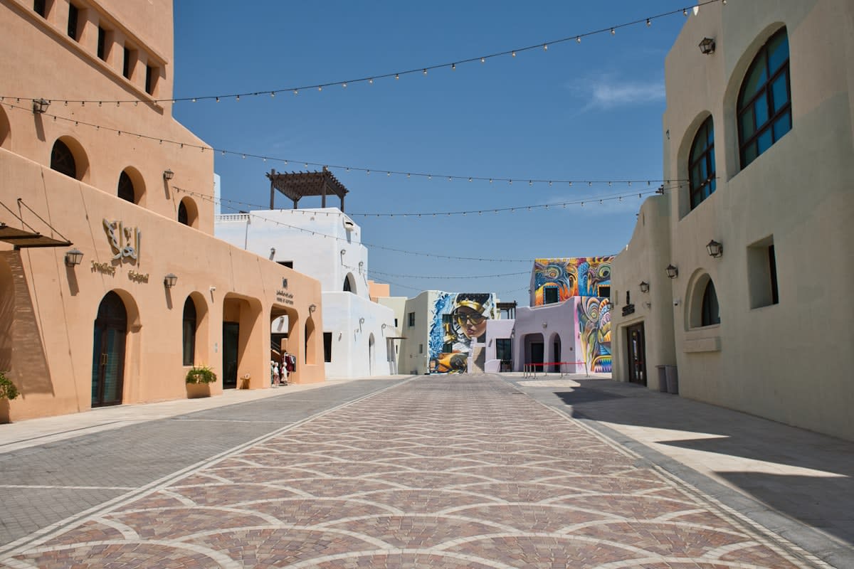 Modern architecture in Middle East city showing blend of global and local styles