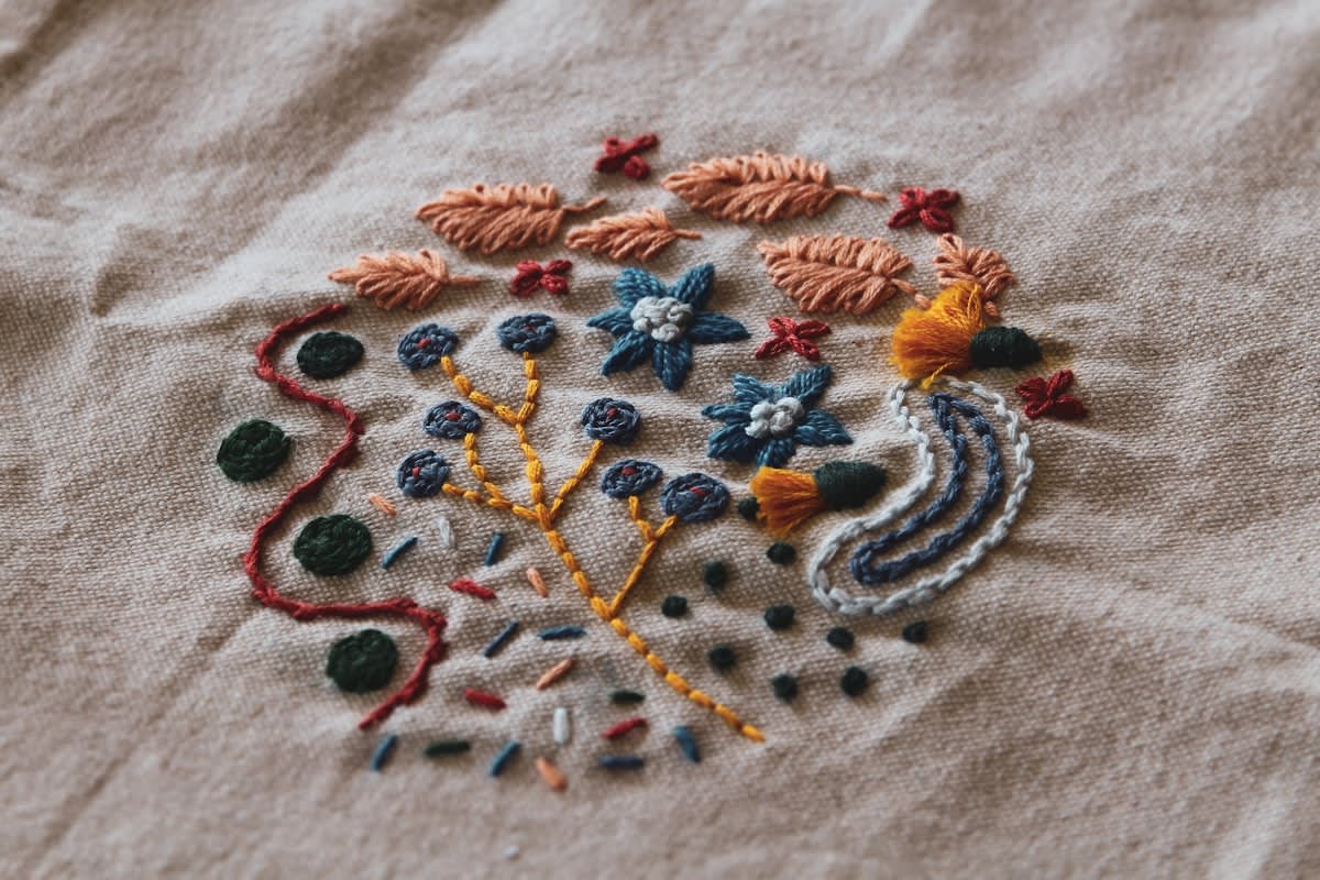 Intricate high-fashion embroidery detail