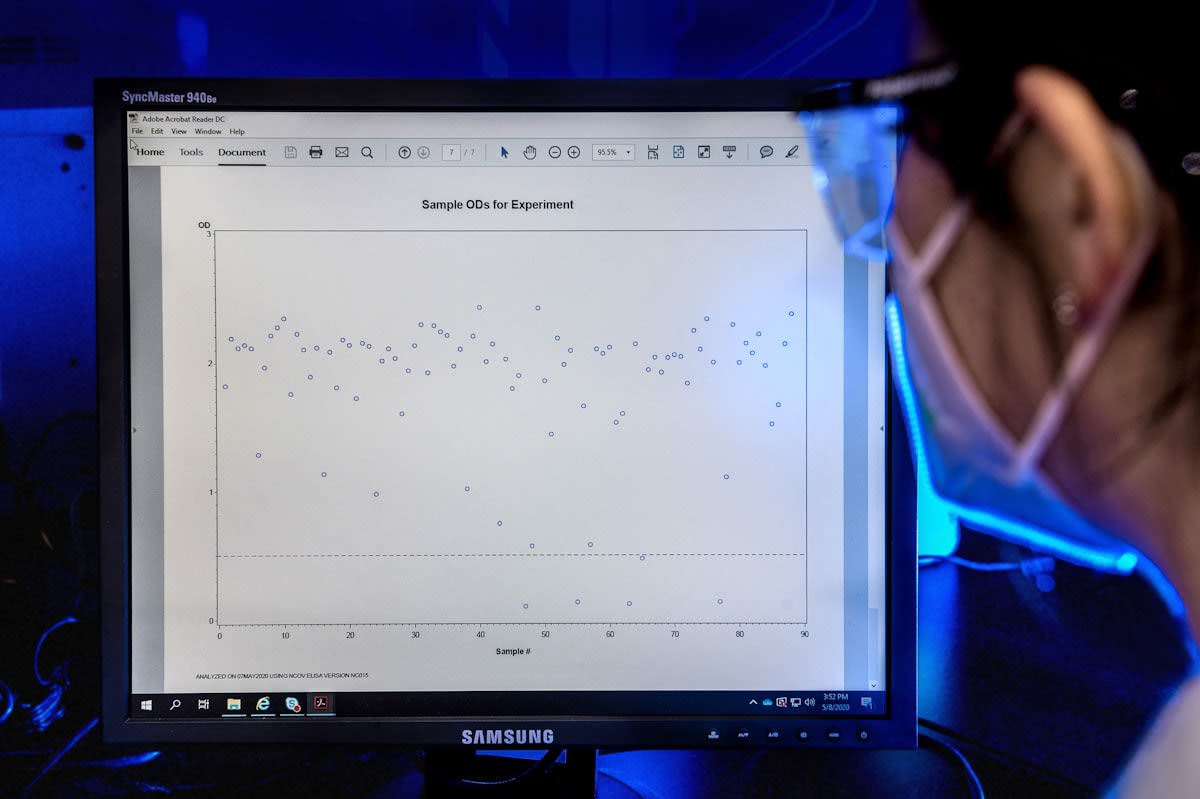 Close up of laboratory data analysis screen