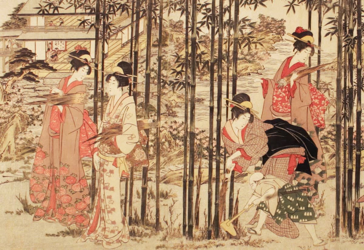 Traditional Japanese Sumi-e painting process