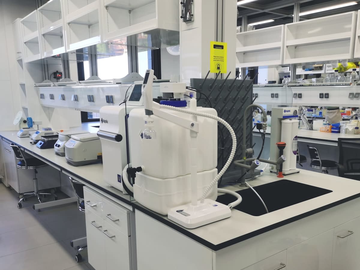 High tech sports science lab with biomechanical sensors