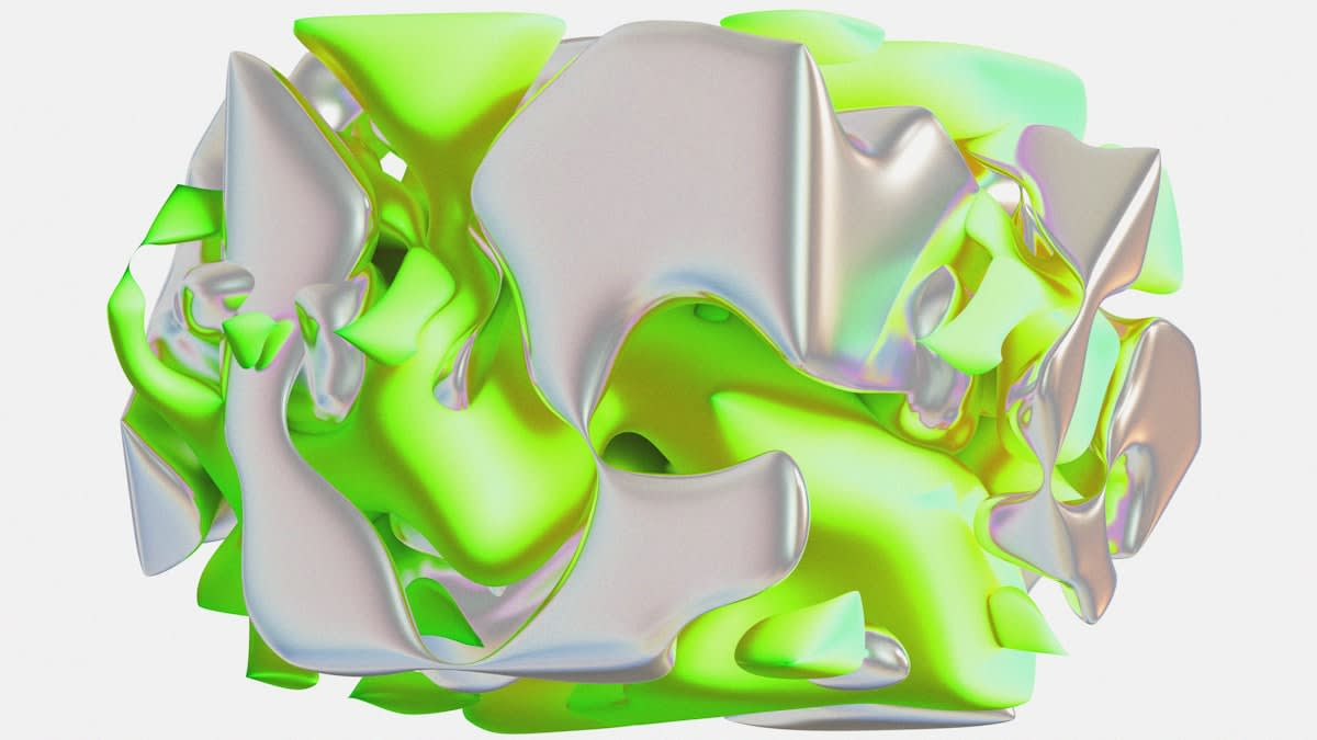 Abstract geometric sculpture with metallic finishes