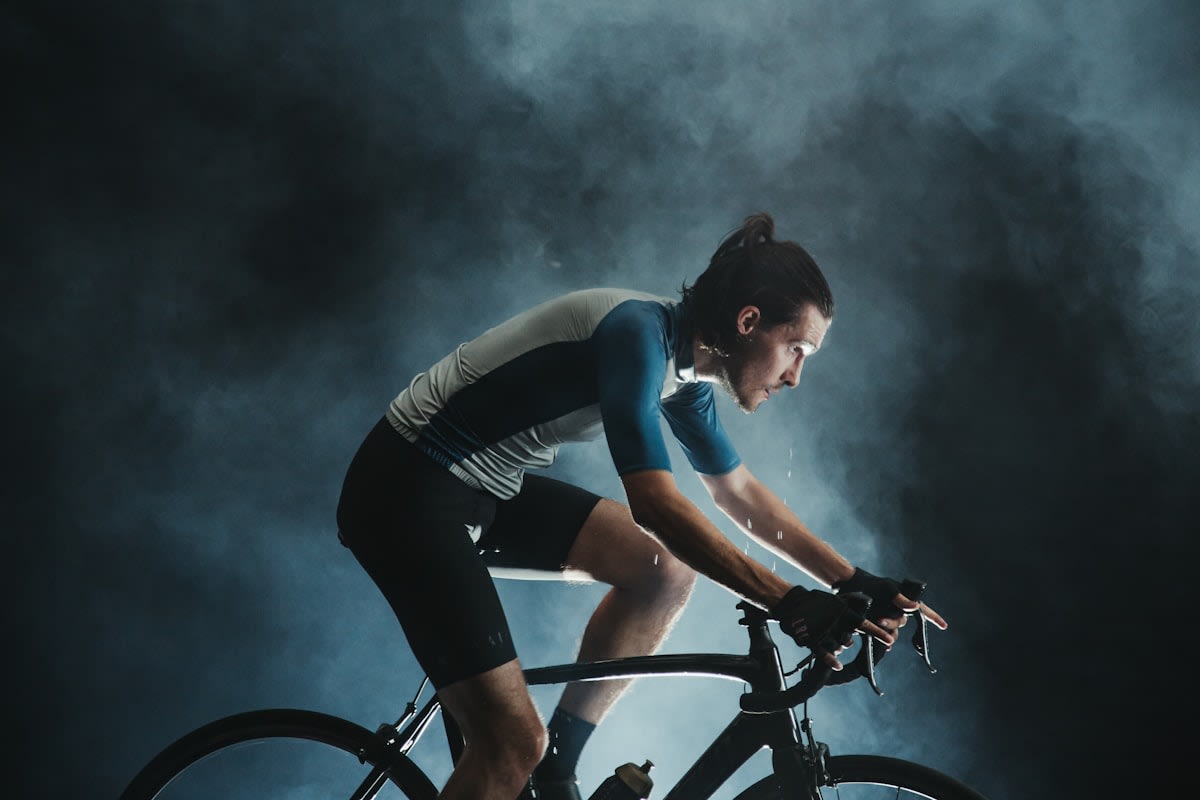 Athlete with wearable biometric sensors during training