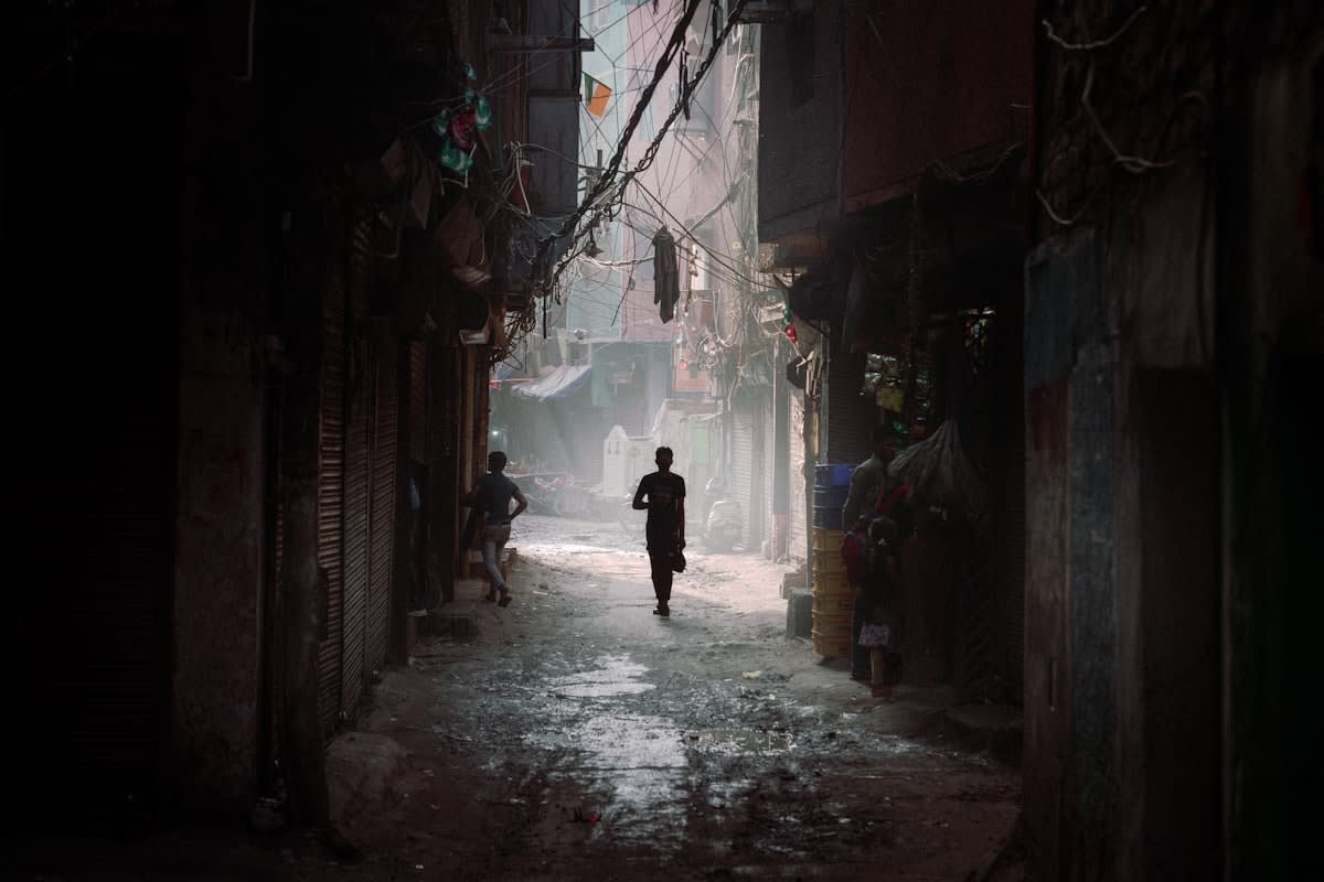 Vibrant urban street in India