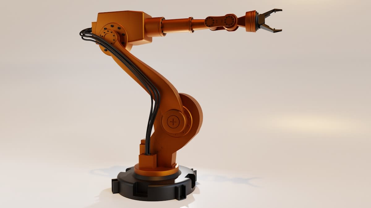 Industrial robot arm with sensors attached to joints