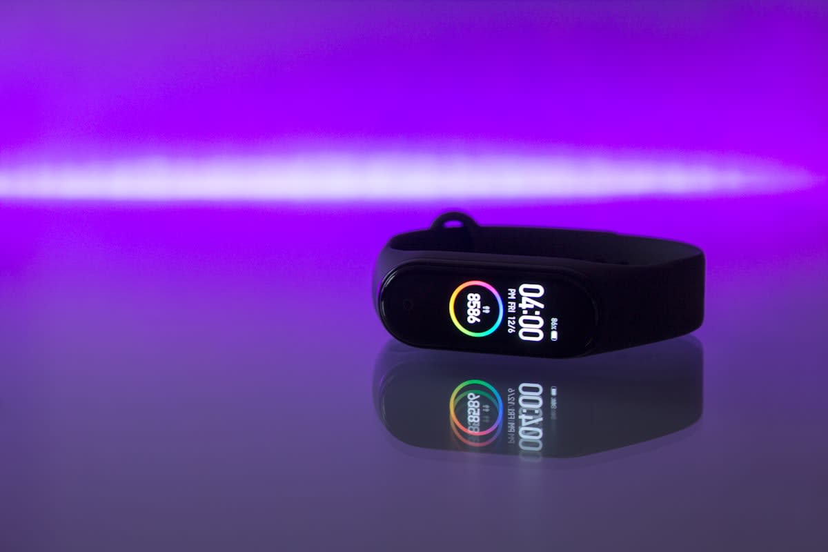 Close up of wearable fitness tracker data on a screen