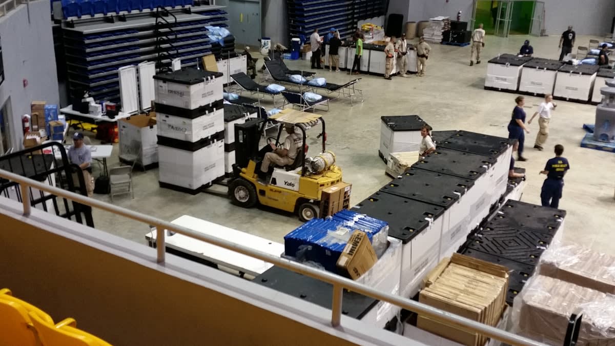 top down view of automated warehouse robots