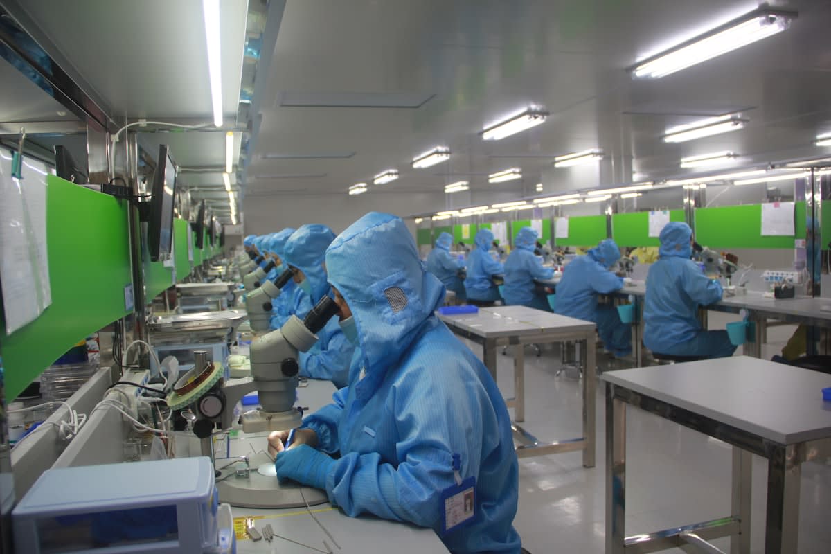 High tech pharmaceutical manufacturing line