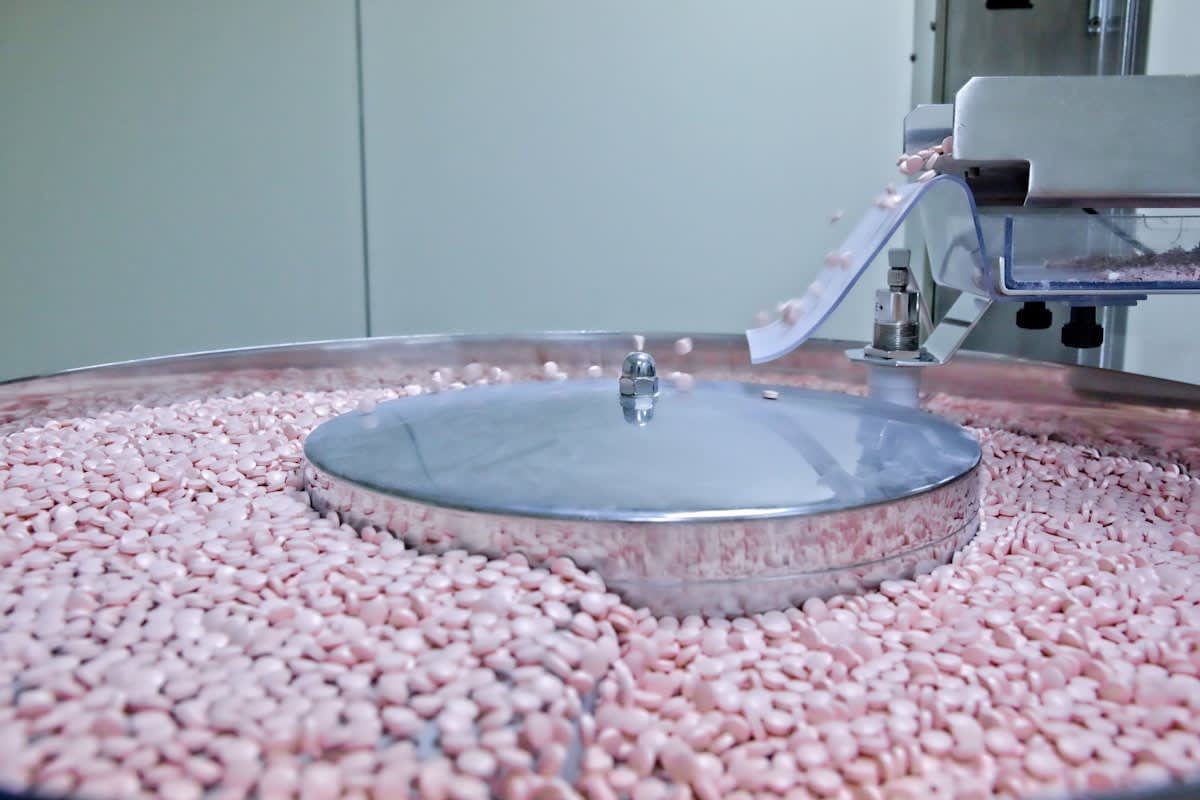 Industrial bioreactor tanks in a pharmaceutical plant
