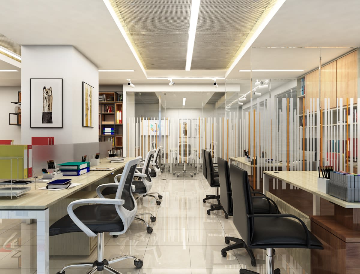 Modern high-rise corporate office interior
