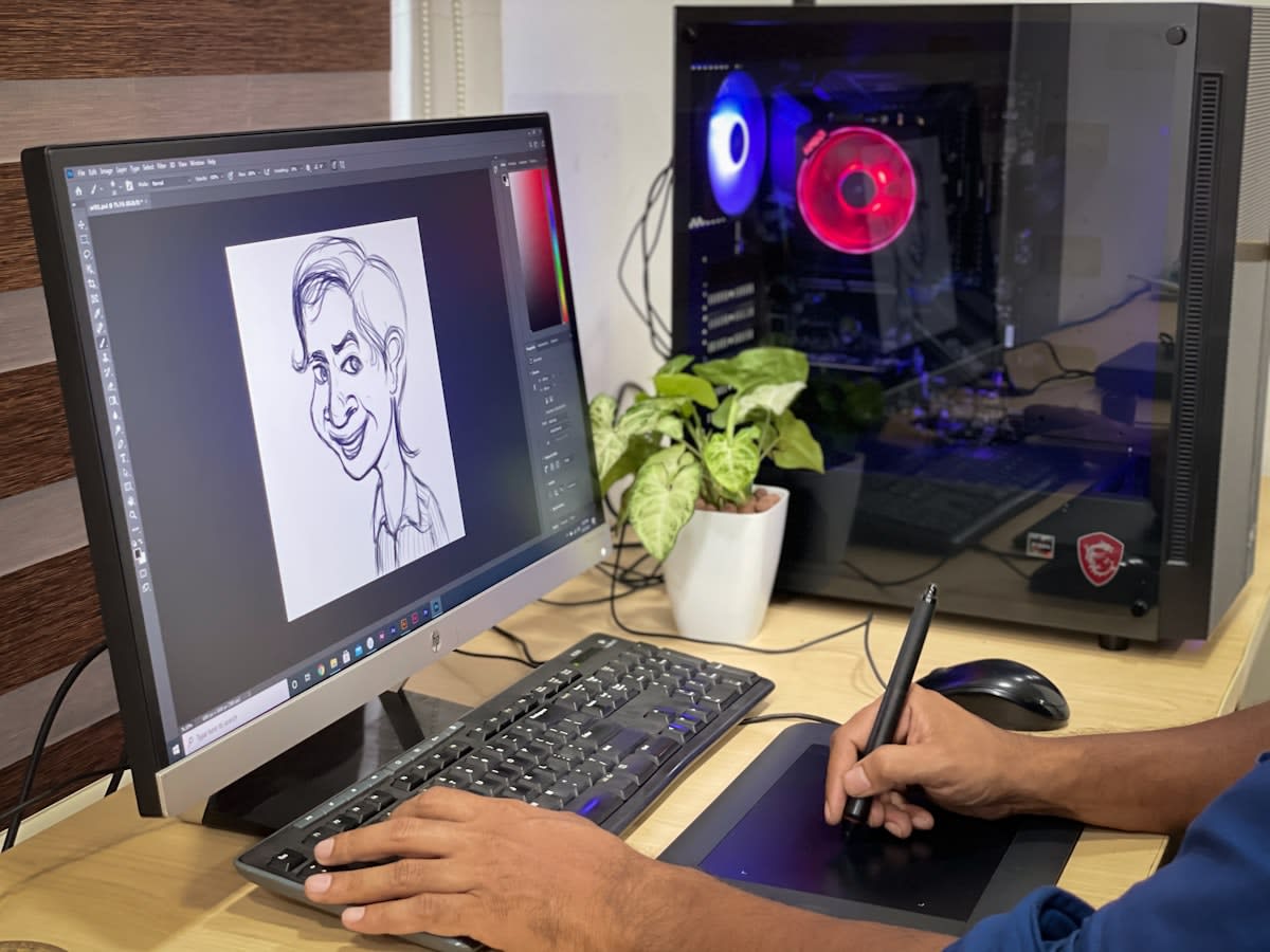 digital art workstation showing complex layers