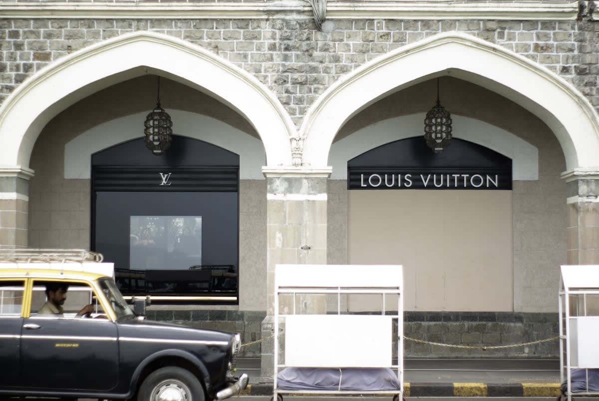 Luxury storefront in a high-end Indian shopping district