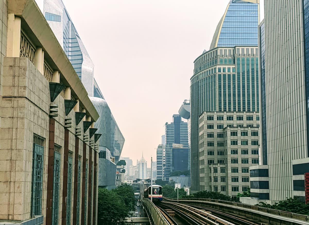 Modern high speed train station architecture Southeast Asia