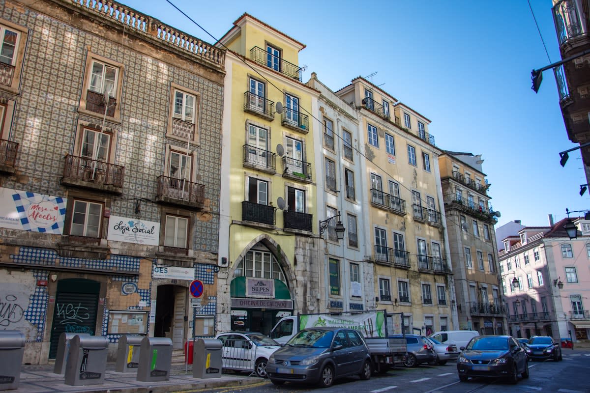 Lisbon urban street with traditional architecture