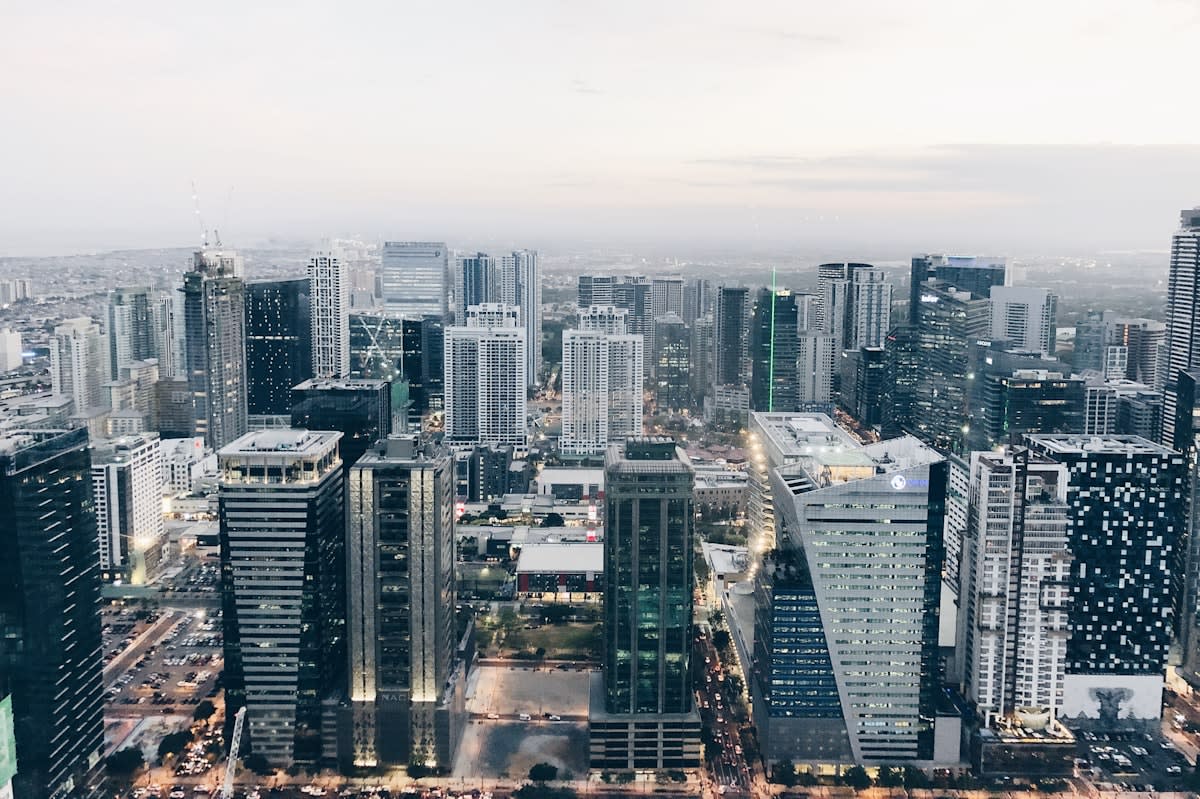 Modern urban skyline with residential density