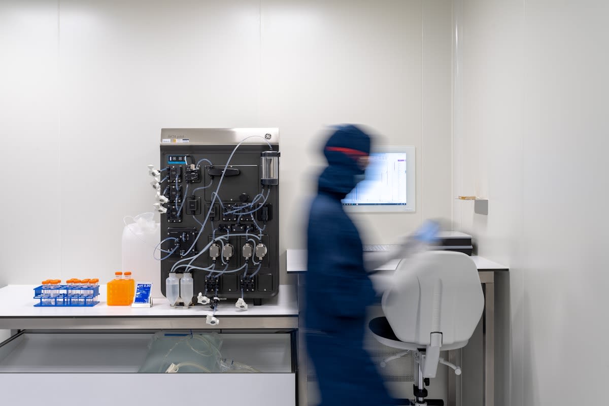 Modern biotechnology laboratory with bioreactors