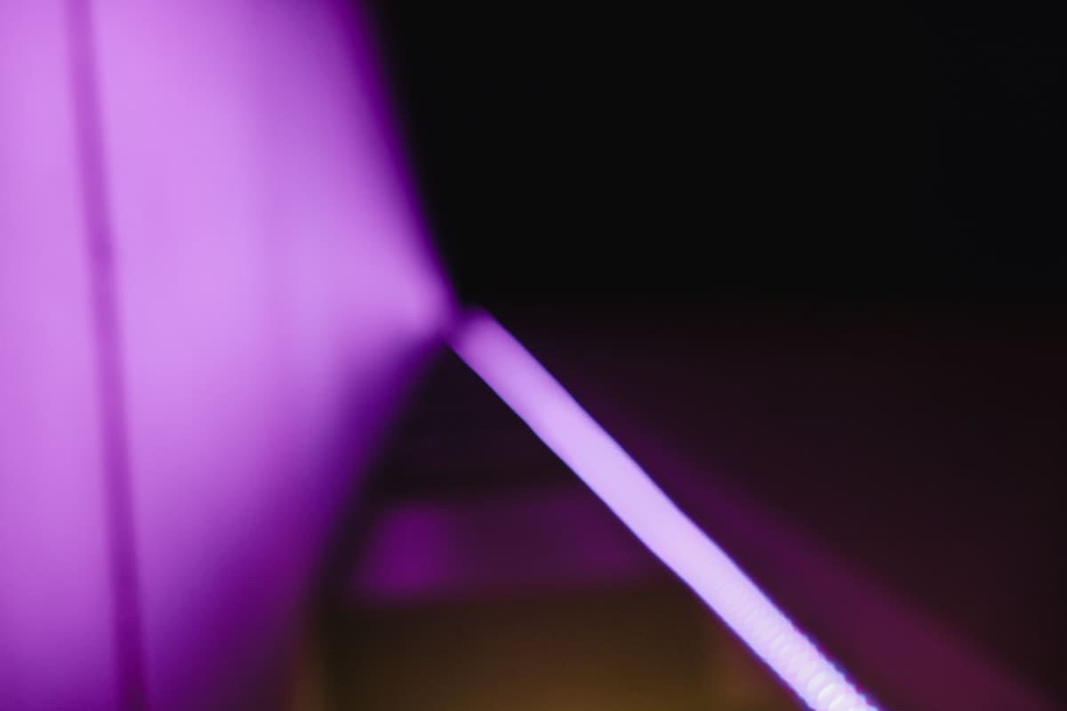 Ultraviolet light illuminating a canvas