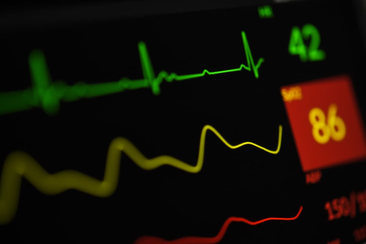 Close up of a heart rate monitor on an athlete