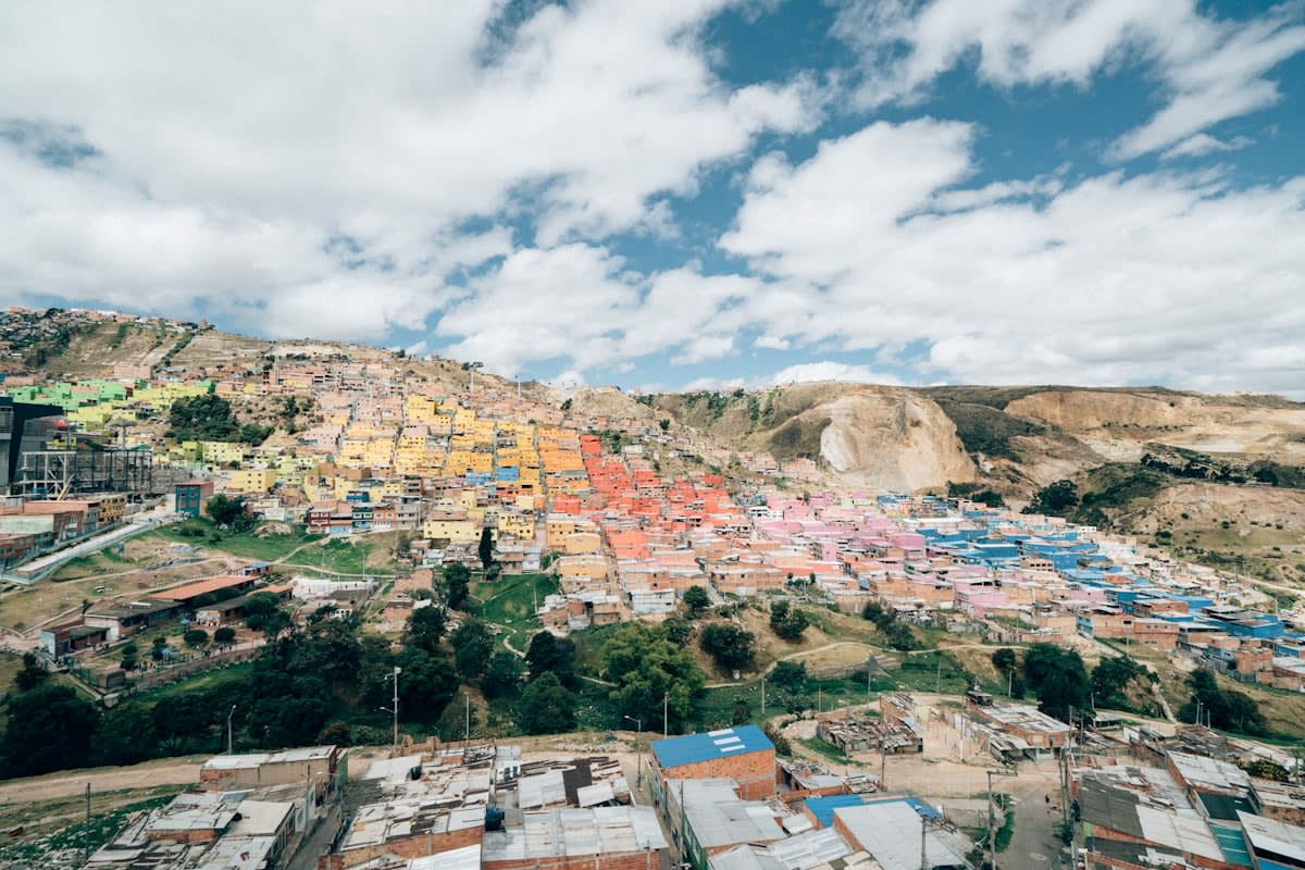 Aerial view of vast industrial farm fields in Latin America