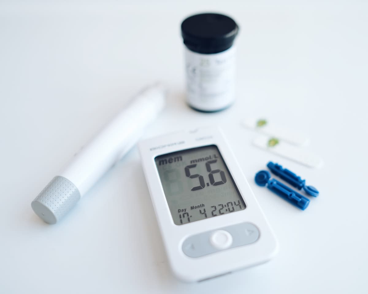 Close up of a blood glucose monitor