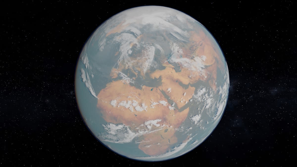 Satellite constellation orbiting Earth over Europe