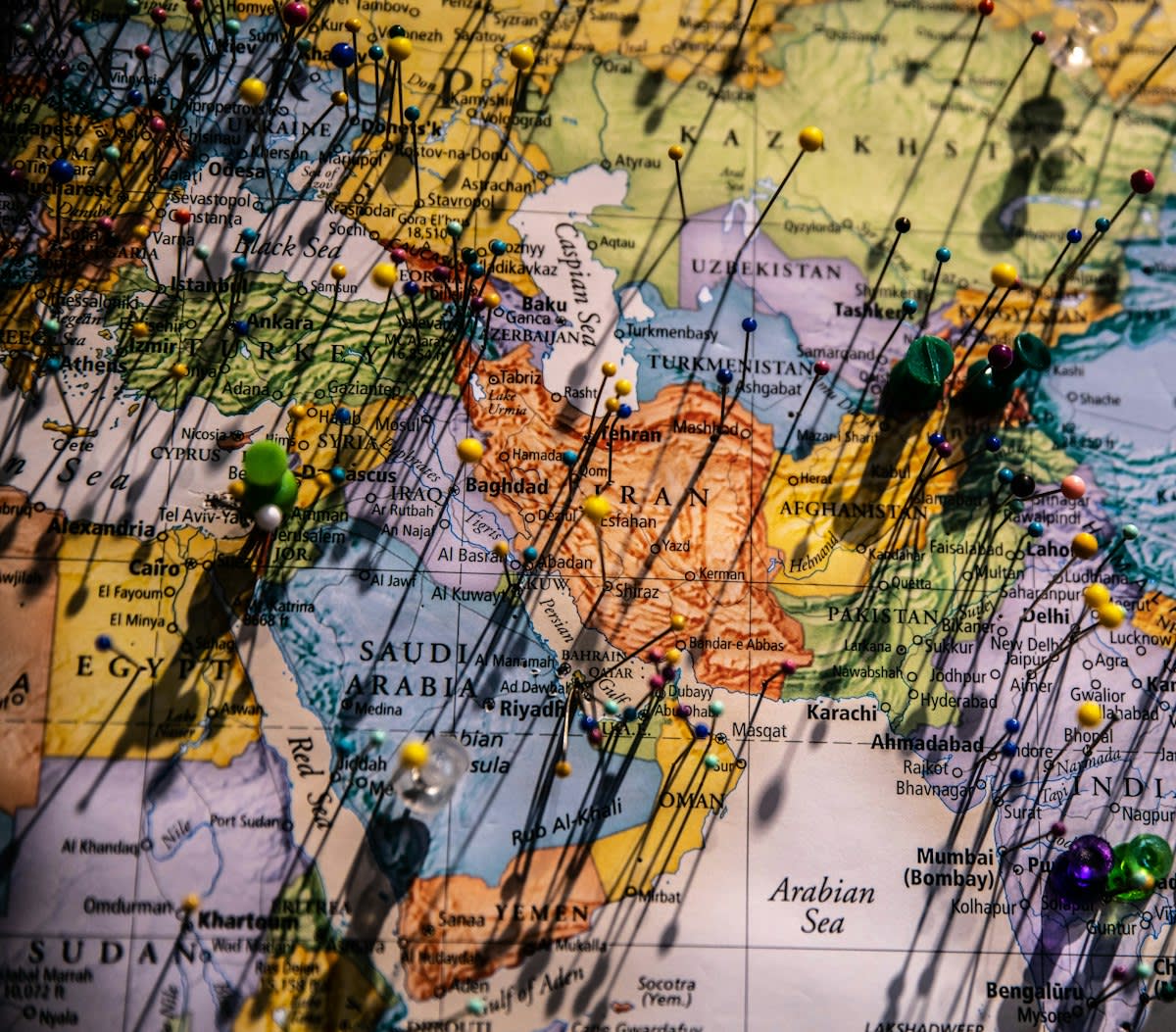 Abstract representation of global geopolitical tension