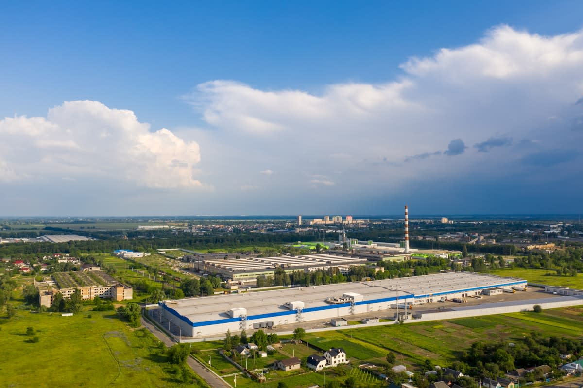 Aerial view of a modern industrial complex