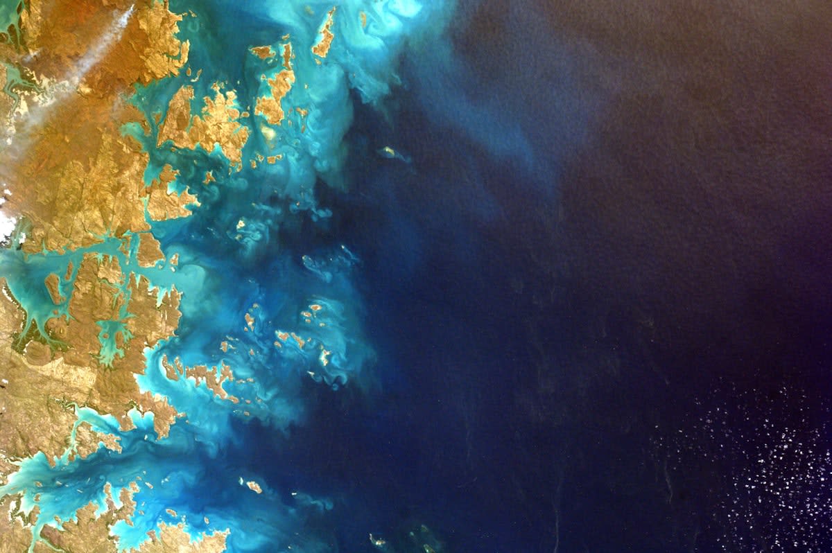 Satellite view of earth and ocean