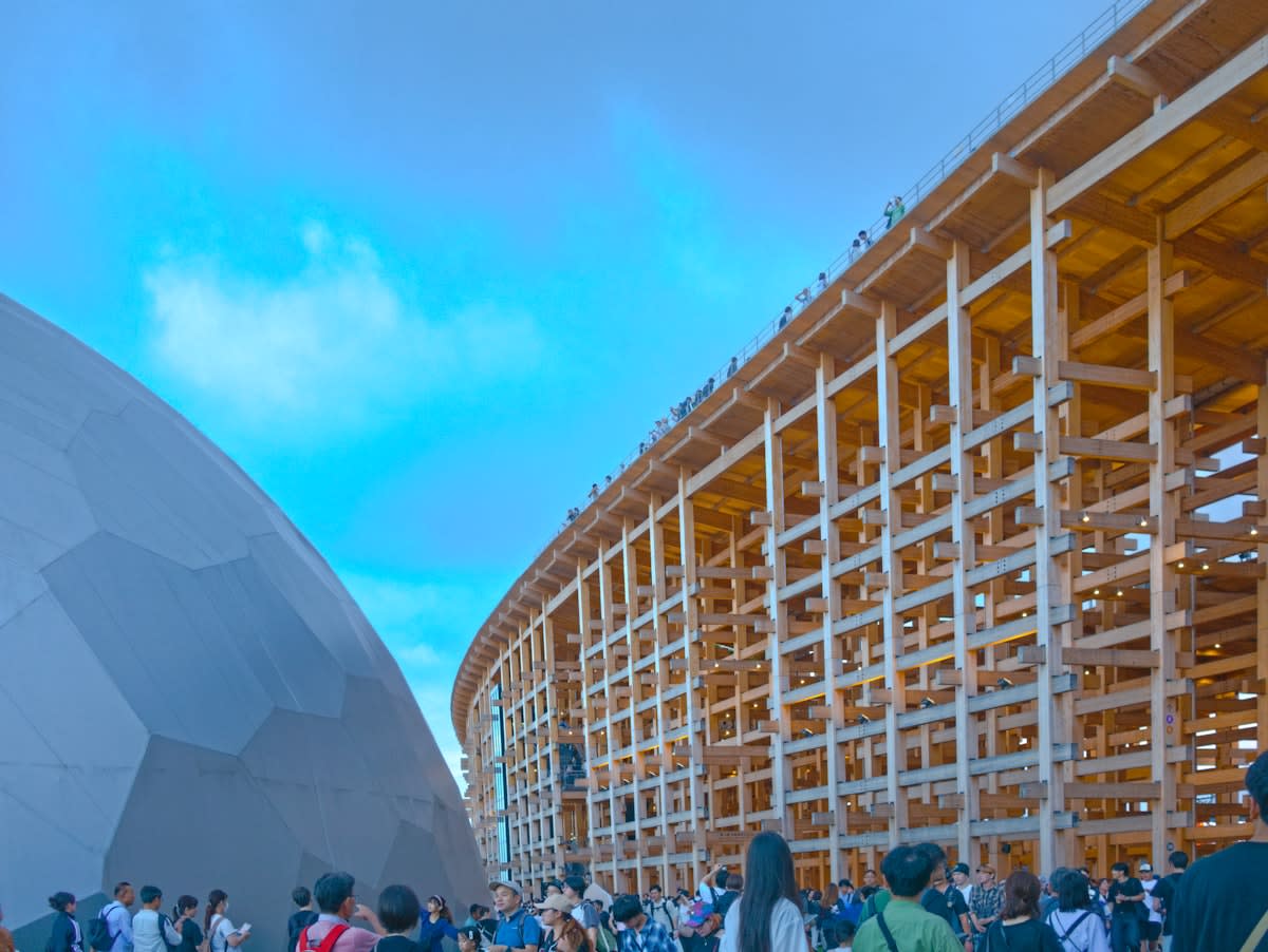 Modern art installation in a global pavilion