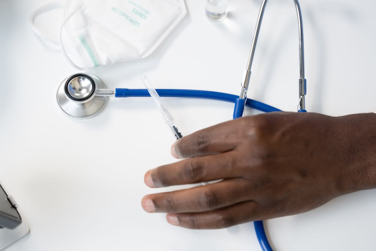 Close up of medical equipment and hands