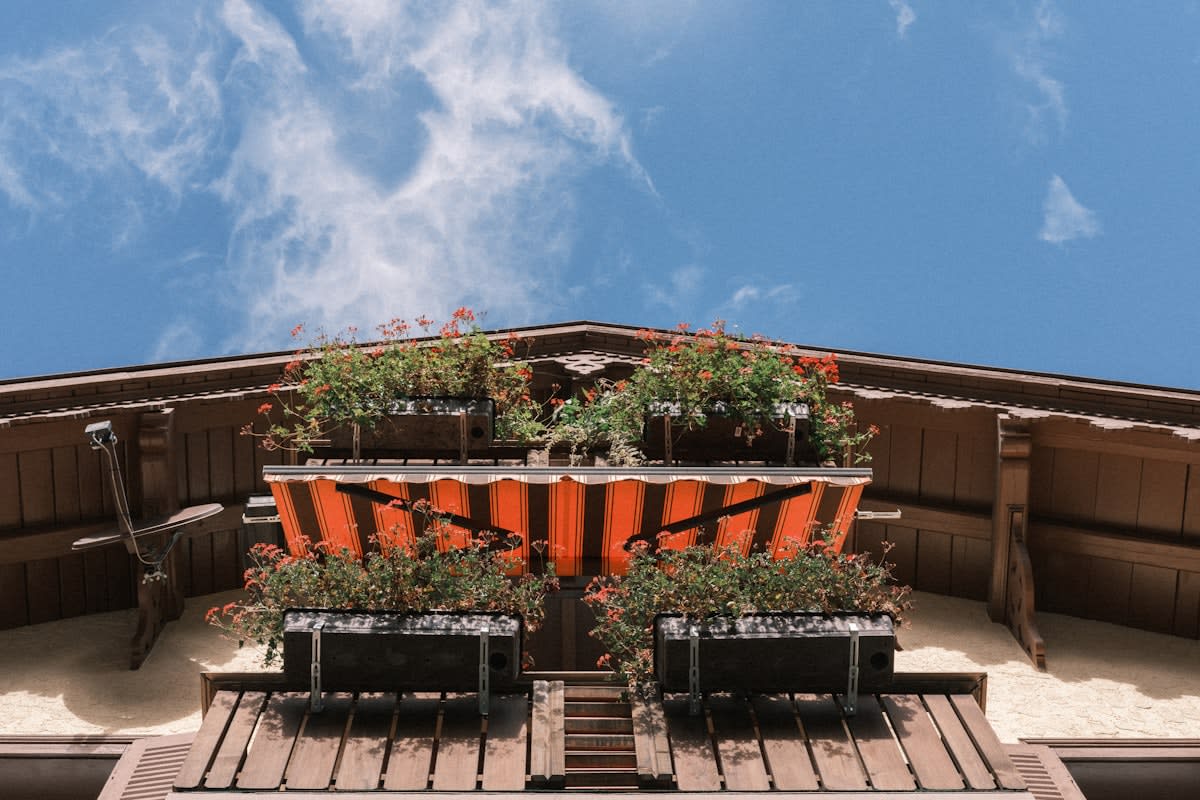 Solar panels on a modern European balcony